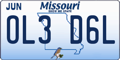 MO license plate OL3D6L