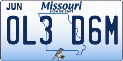 MO license plate OL3D6M