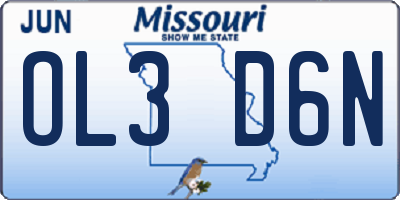 MO license plate OL3D6N