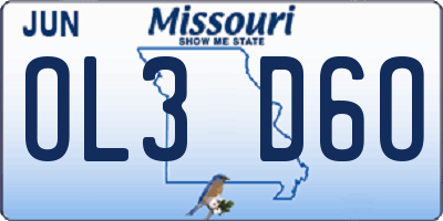MO license plate OL3D6O