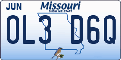 MO license plate OL3D6Q