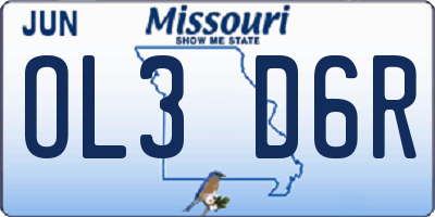 MO license plate OL3D6R
