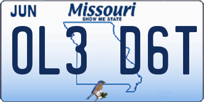 MO license plate OL3D6T