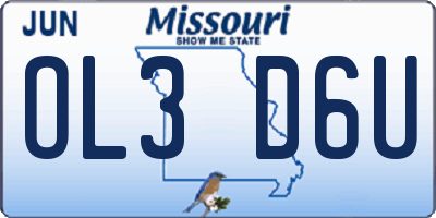 MO license plate OL3D6U