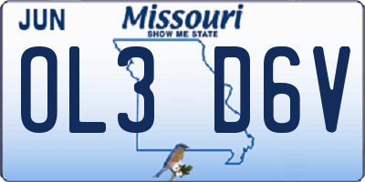 MO license plate OL3D6V