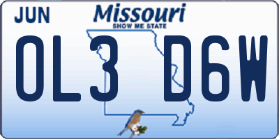 MO license plate OL3D6W