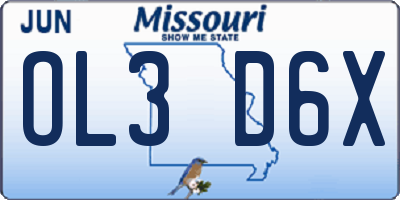 MO license plate OL3D6X