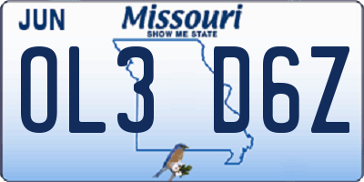 MO license plate OL3D6Z