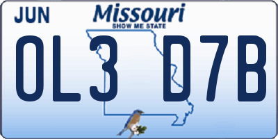 MO license plate OL3D7B