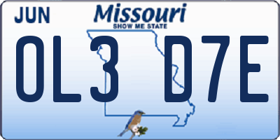 MO license plate OL3D7E