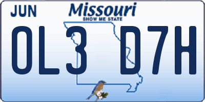 MO license plate OL3D7H