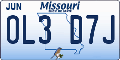 MO license plate OL3D7J