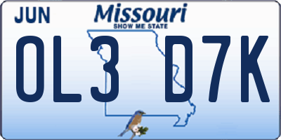 MO license plate OL3D7K