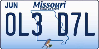 MO license plate OL3D7L
