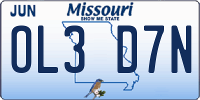 MO license plate OL3D7N