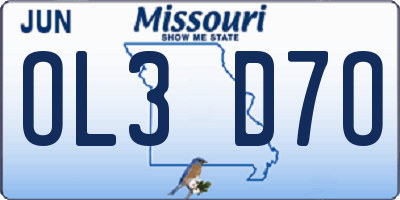 MO license plate OL3D7O