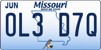 MO license plate OL3D7Q
