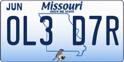 MO license plate OL3D7R