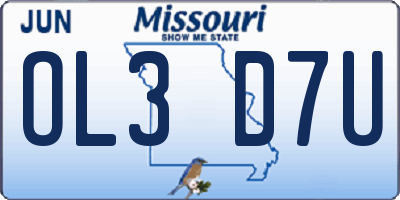 MO license plate OL3D7U