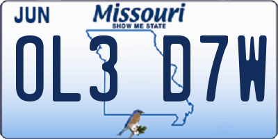 MO license plate OL3D7W