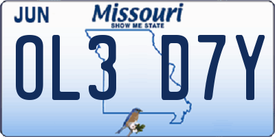MO license plate OL3D7Y
