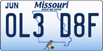 MO license plate OL3D8F