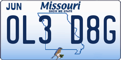 MO license plate OL3D8G