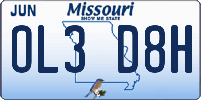 MO license plate OL3D8H