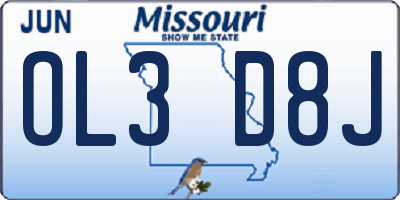 MO license plate OL3D8J