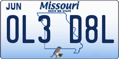 MO license plate OL3D8L