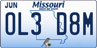 MO license plate OL3D8M