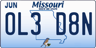 MO license plate OL3D8N