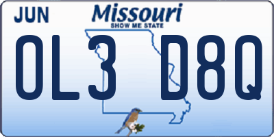 MO license plate OL3D8Q