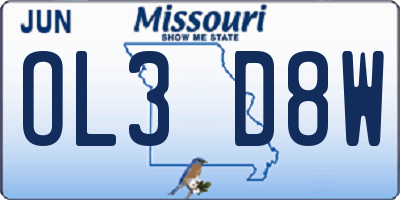 MO license plate OL3D8W