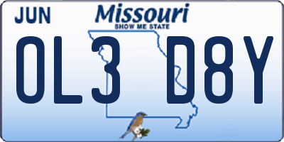 MO license plate OL3D8Y