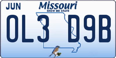 MO license plate OL3D9B