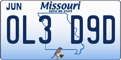 MO license plate OL3D9D