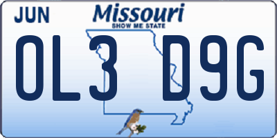 MO license plate OL3D9G