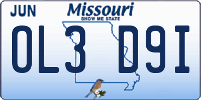MO license plate OL3D9I