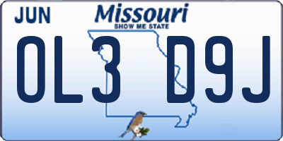 MO license plate OL3D9J