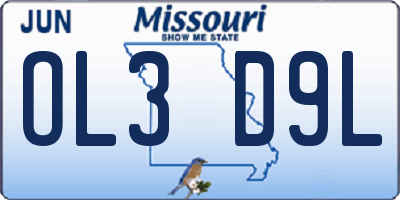 MO license plate OL3D9L