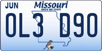 MO license plate OL3D9O