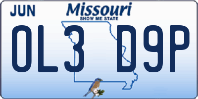 MO license plate OL3D9P