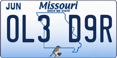 MO license plate OL3D9R