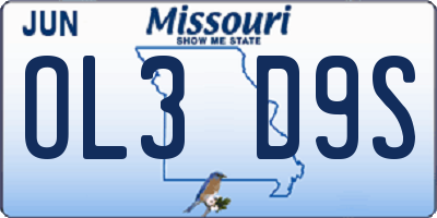 MO license plate OL3D9S