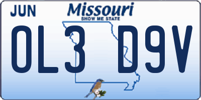 MO license plate OL3D9V