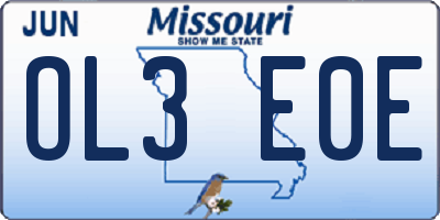 MO license plate OL3E0E