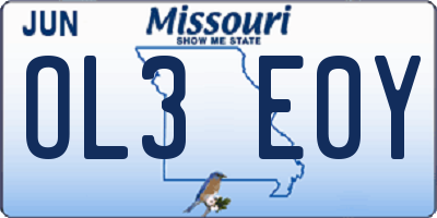 MO license plate OL3E0Y