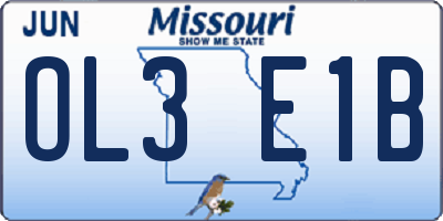 MO license plate OL3E1B
