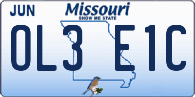 MO license plate OL3E1C